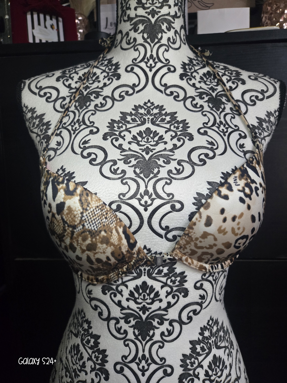 PINK Victoria's Secret Leopard Print Halter Push-Up Bra in Brown and Cream